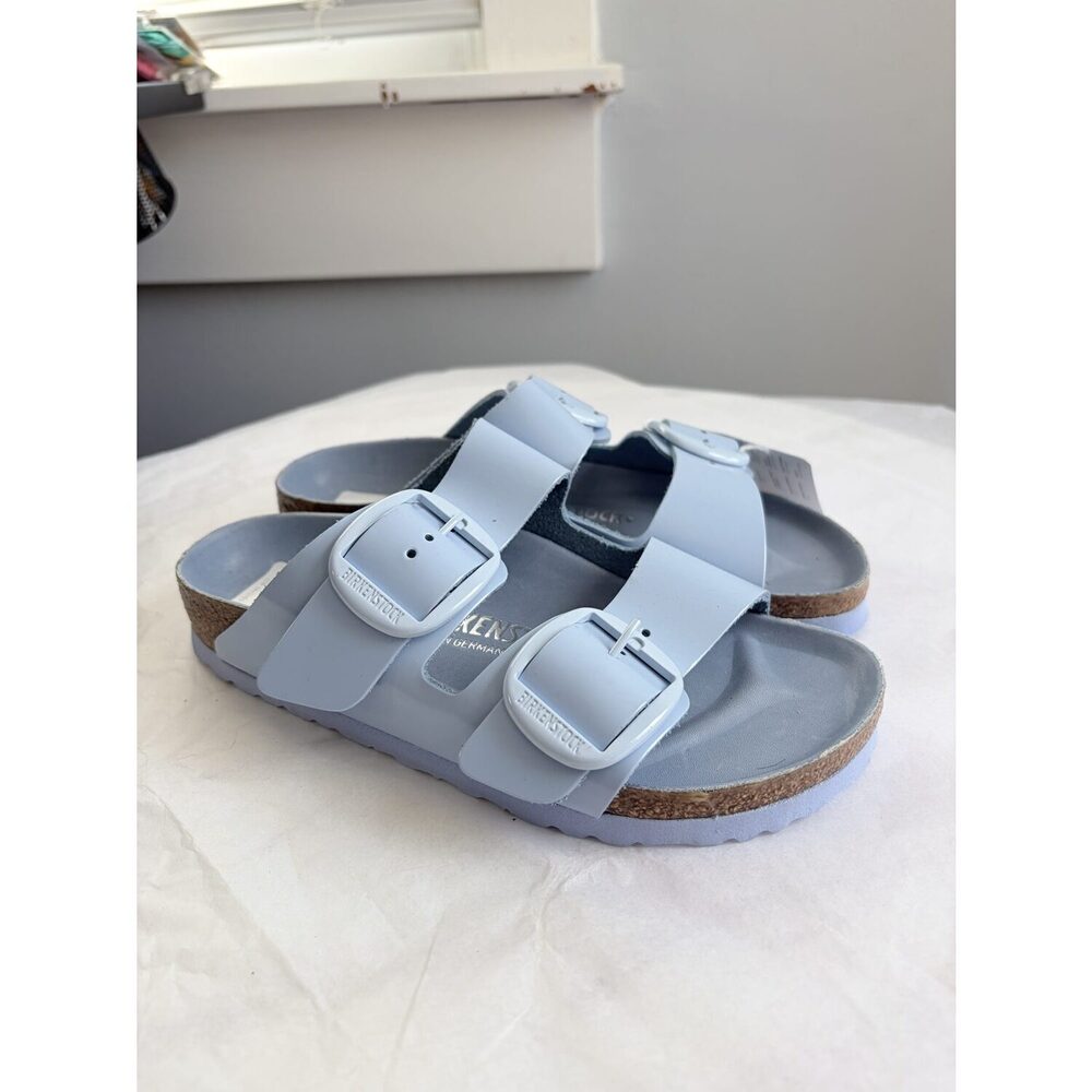 Birkenstock Arizona Baby Blue Patent Two Strap Sandals NWT EU 36 US 5